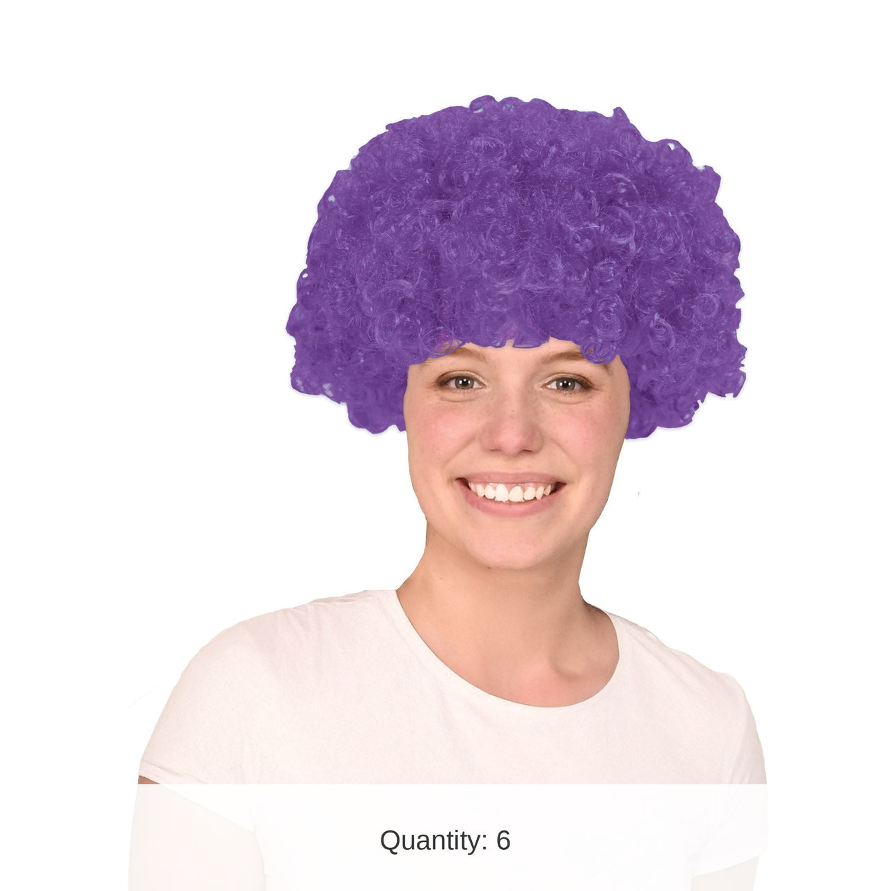 6 Pack Bulk Purple Curly Wig Fun Costume Accessory & Spirit Wear
