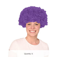 6 Pack Bulk Purple Curly Wig Fun Costume Accessory & Spirit Wear