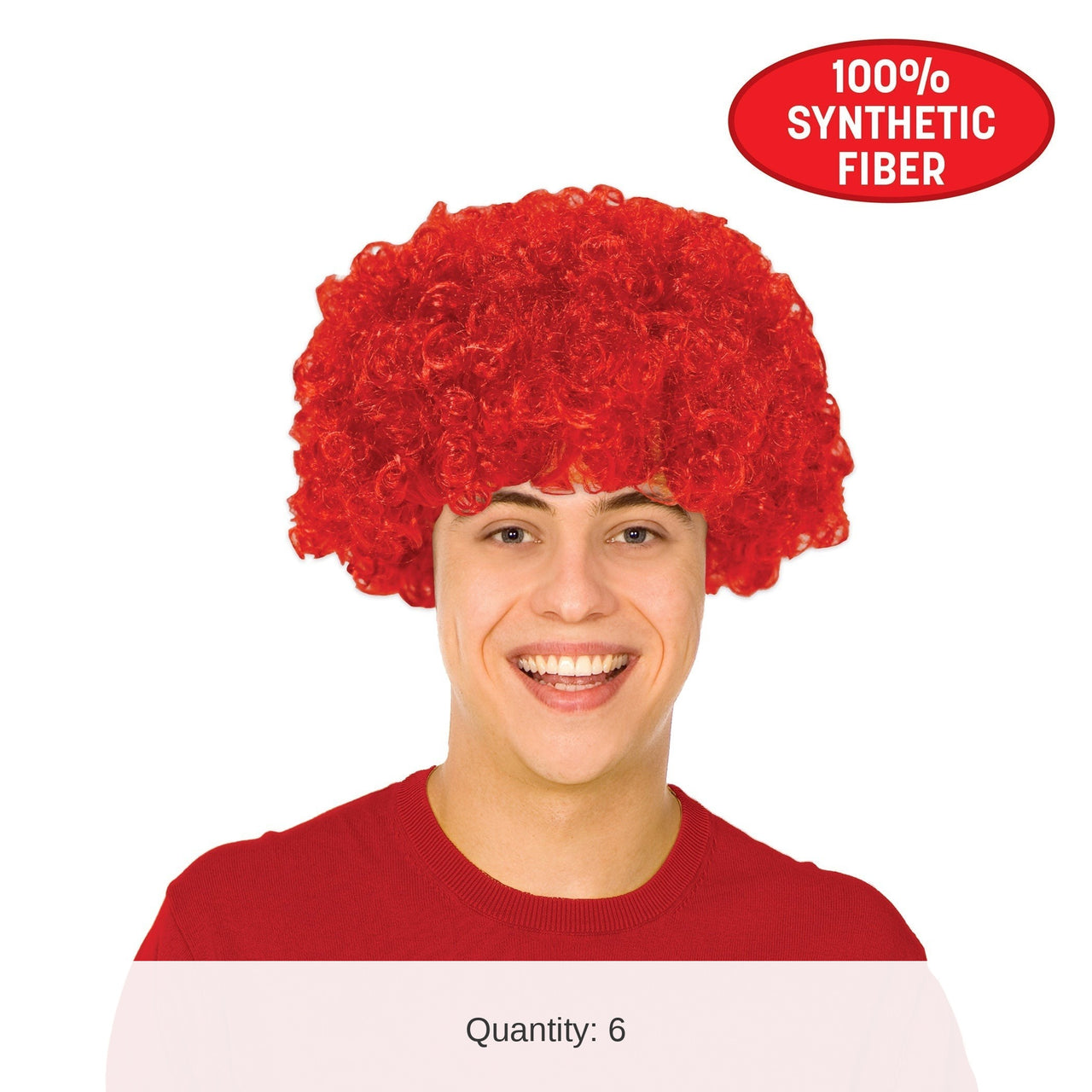 6 Pack Bulk Red Curly Wig Spirit, School, & Halloween Fun!