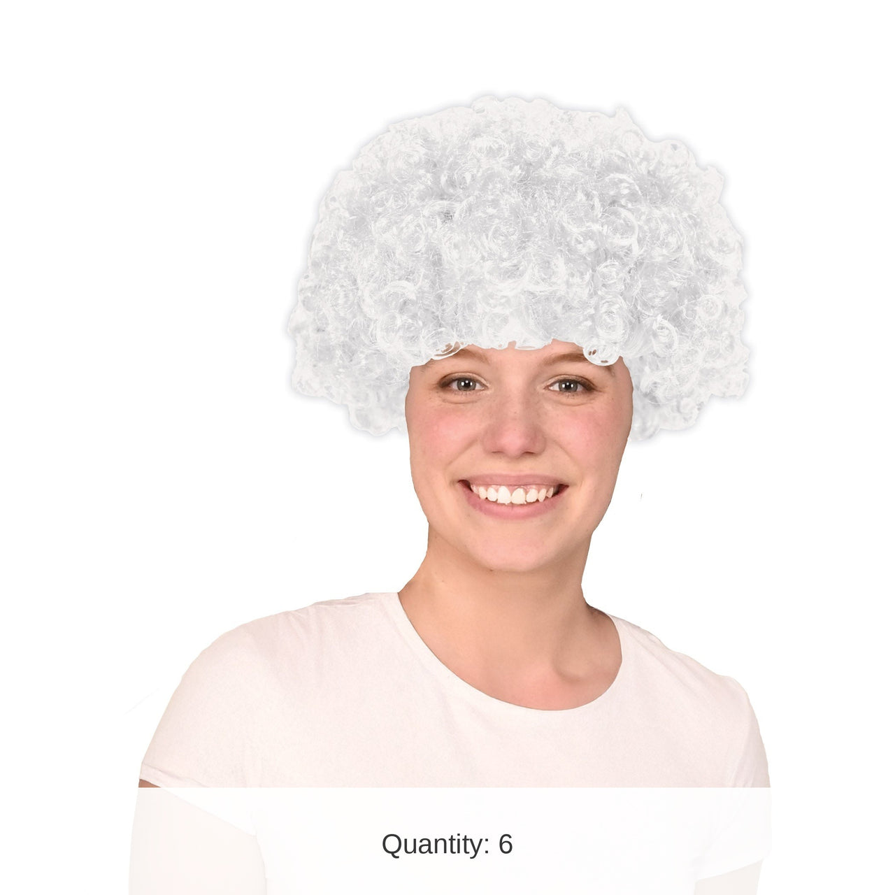 6 Pack Bulk White Curly Wig One Size Fits Most for Spirit & Costumes