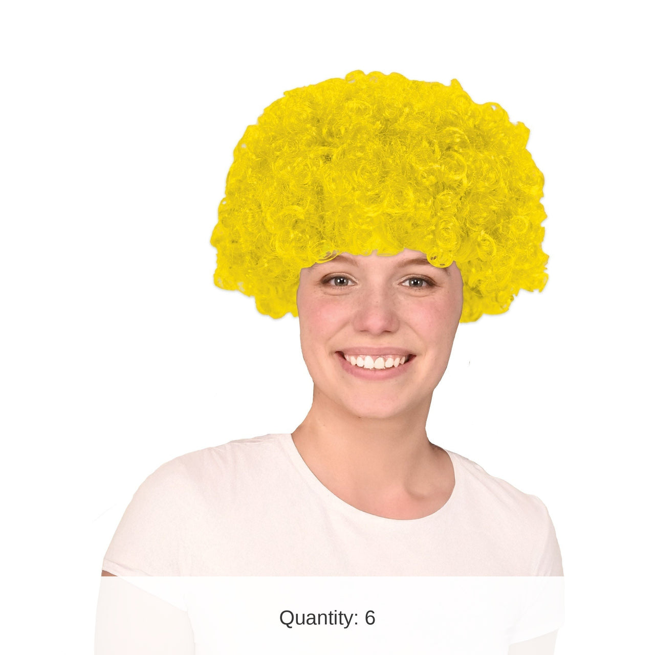 6 Pack Bulk Vibrant Yellow Curly Wig Spirit & School Event Accessory