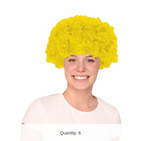 6 Pack Bulk Vibrant Yellow Curly Wig Spirit & School Event Accessory