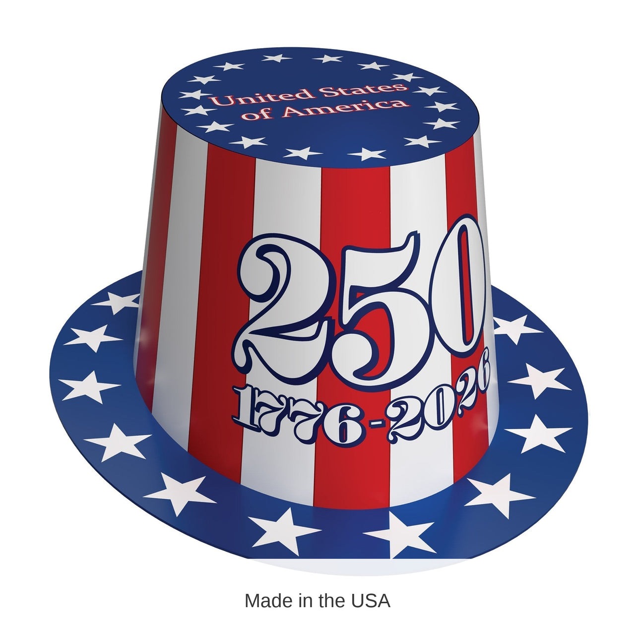 25 Pack Bulk Semiquincentennial Patriotic Paper Hi-Hat