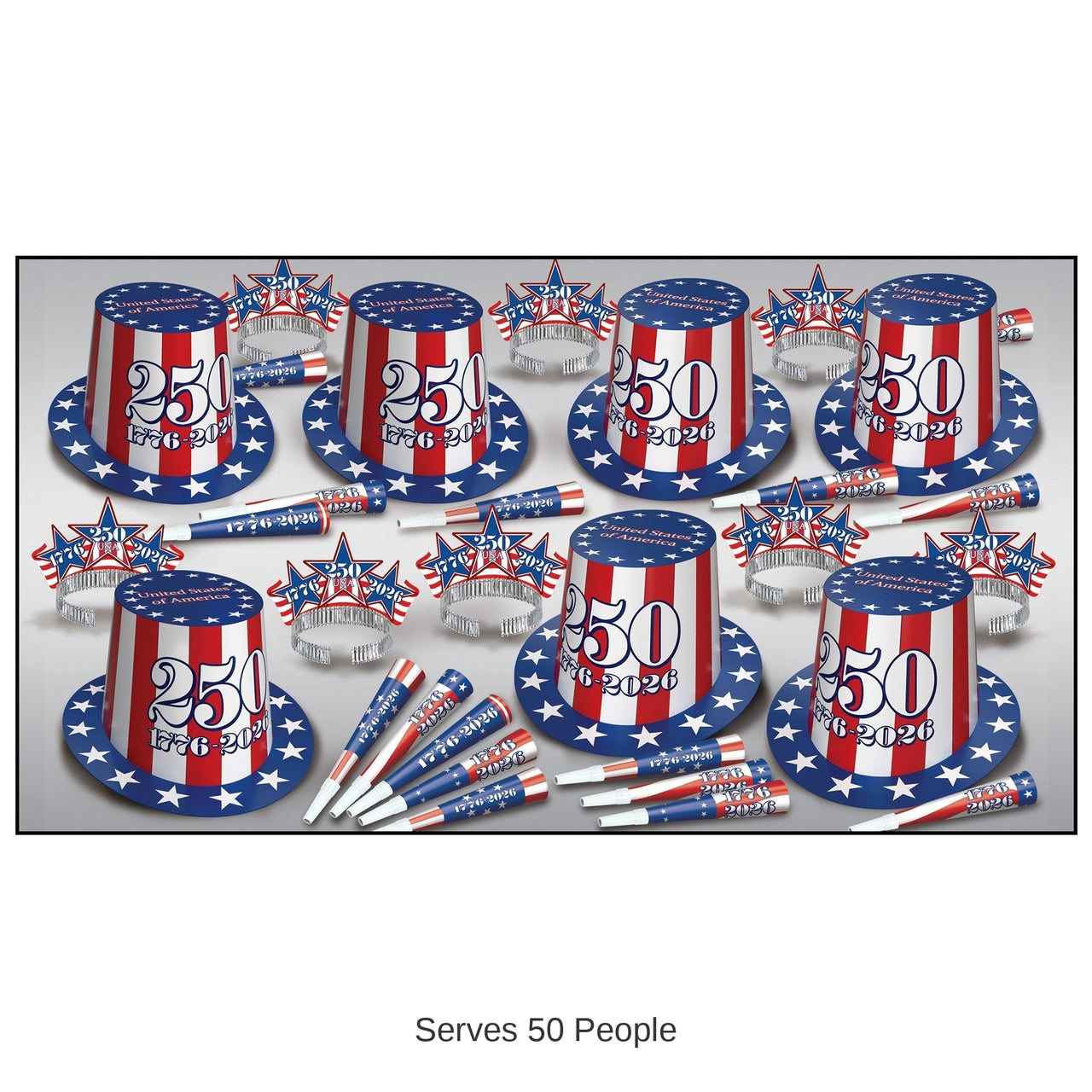Semiquincentennial Party Assortment for 50 Guests Patriotic Fun