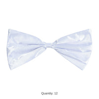 12 Pack Bulk White Bow Tie Elastic Attached One Size Fits Most