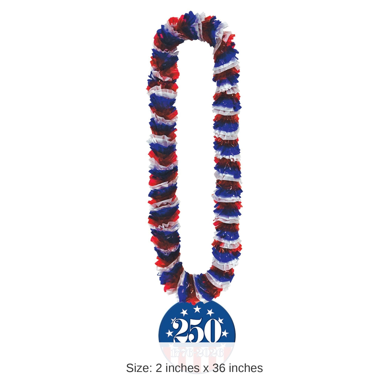 48 Pack Bulk Semiquincentennial Poly Leis Patriotic