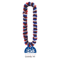 48 Pack Bulk Semiquincentennial Poly Leis Patriotic