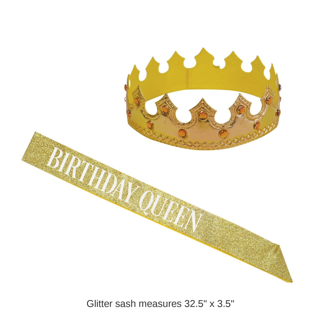 12 Pack Bulk Birthday Queen Crown & Glitter Sash Set Celebrate in Style!