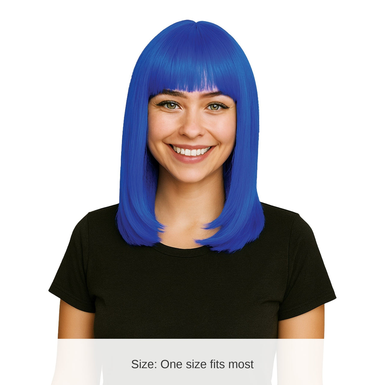 6 Pack Bulk Blue Long Bob Wig Perfect for Costumes & Spirit Events