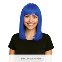 6 Pack Bulk Blue Long Bob Wig Perfect for Costumes & Spirit Events