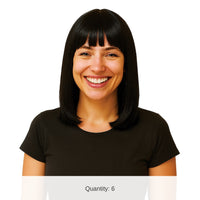 6 Pack Bulk Black Long Bob Wig Spirit & Halloween