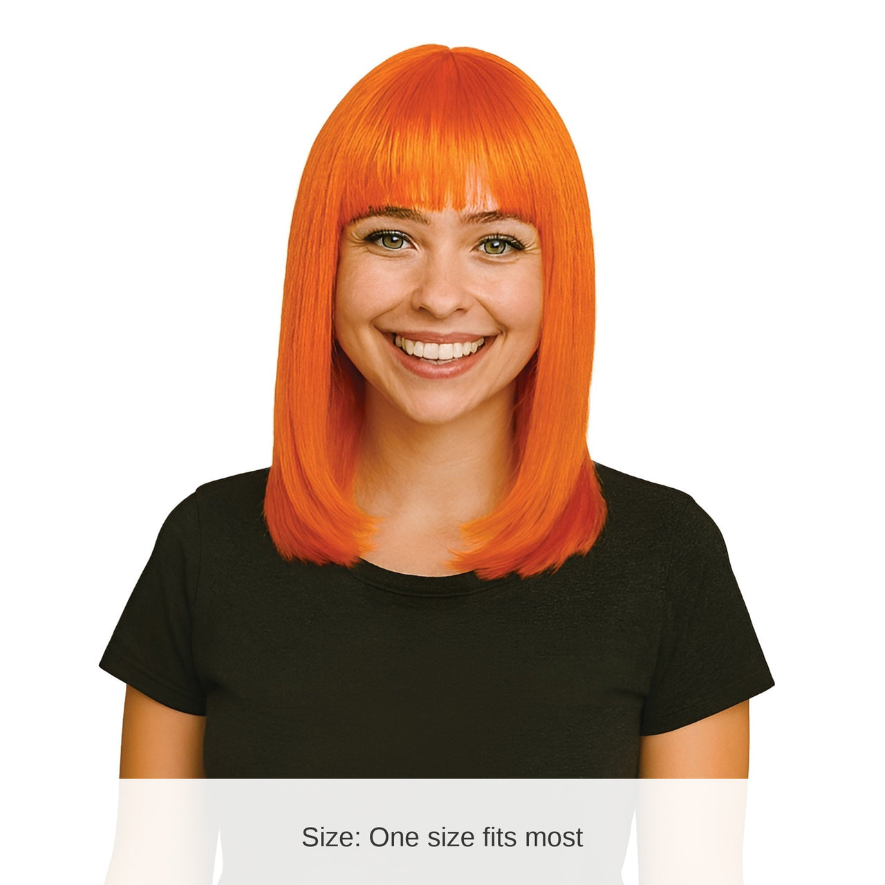 6 Pack Bulk Orange Long Bob Wig Spirit, School & Halloween Fun!