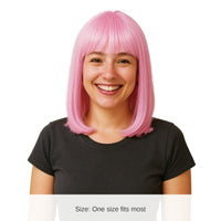 6 Pack Bulk Pink Long Bob Wig Spirit & Halloween Fun