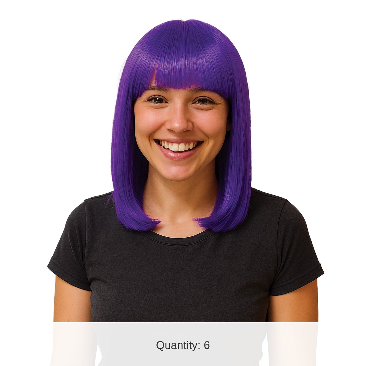 6 Pack Bulk Purple Long Bob Wig Spirit, School, & Halloween Fun