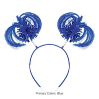 12 Pack Bulk Blue Ponytail Bopper Headband Spirit & School Fun