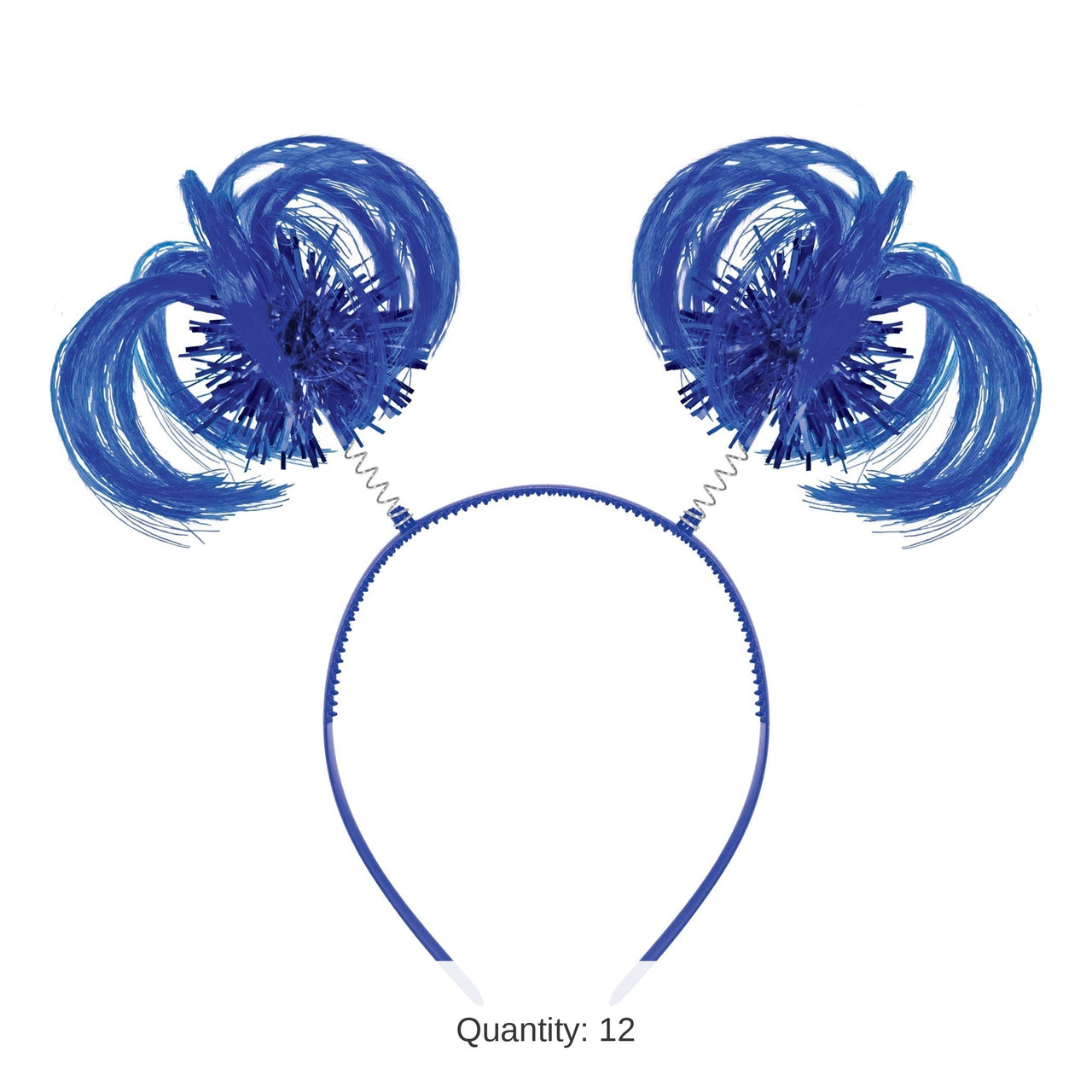 12 Pack Bulk Blue Ponytail Bopper Headband Spirit & School Fun