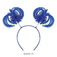 12 Pack Bulk Blue Ponytail Bopper Headband Spirit & School Fun