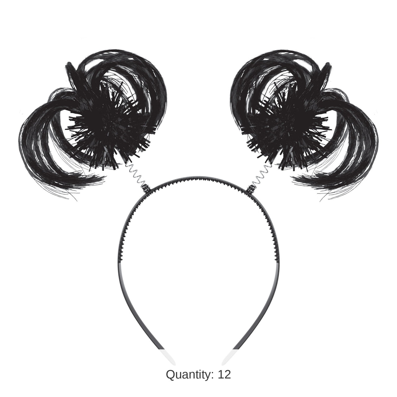 12 Pack Bulk Black Ponytail Boppers Spirit & School Spirit Headband