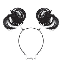 12 Pack Bulk Black Ponytail Boppers Spirit & School Spirit Headband