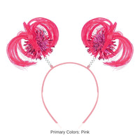 12 Pack Bulk Pink Ponytail Boppers Headband Spirit & School Fun