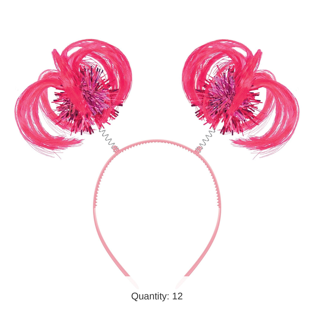 12 Pack Bulk Pink Ponytail Boppers Headband Spirit & School Fun