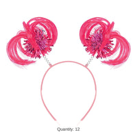 12 Pack Bulk Pink Ponytail Boppers Headband Spirit & School Fun