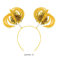 12 Pack Bulk Yellow Ponytail Boppers Headband Spirit & School Fun