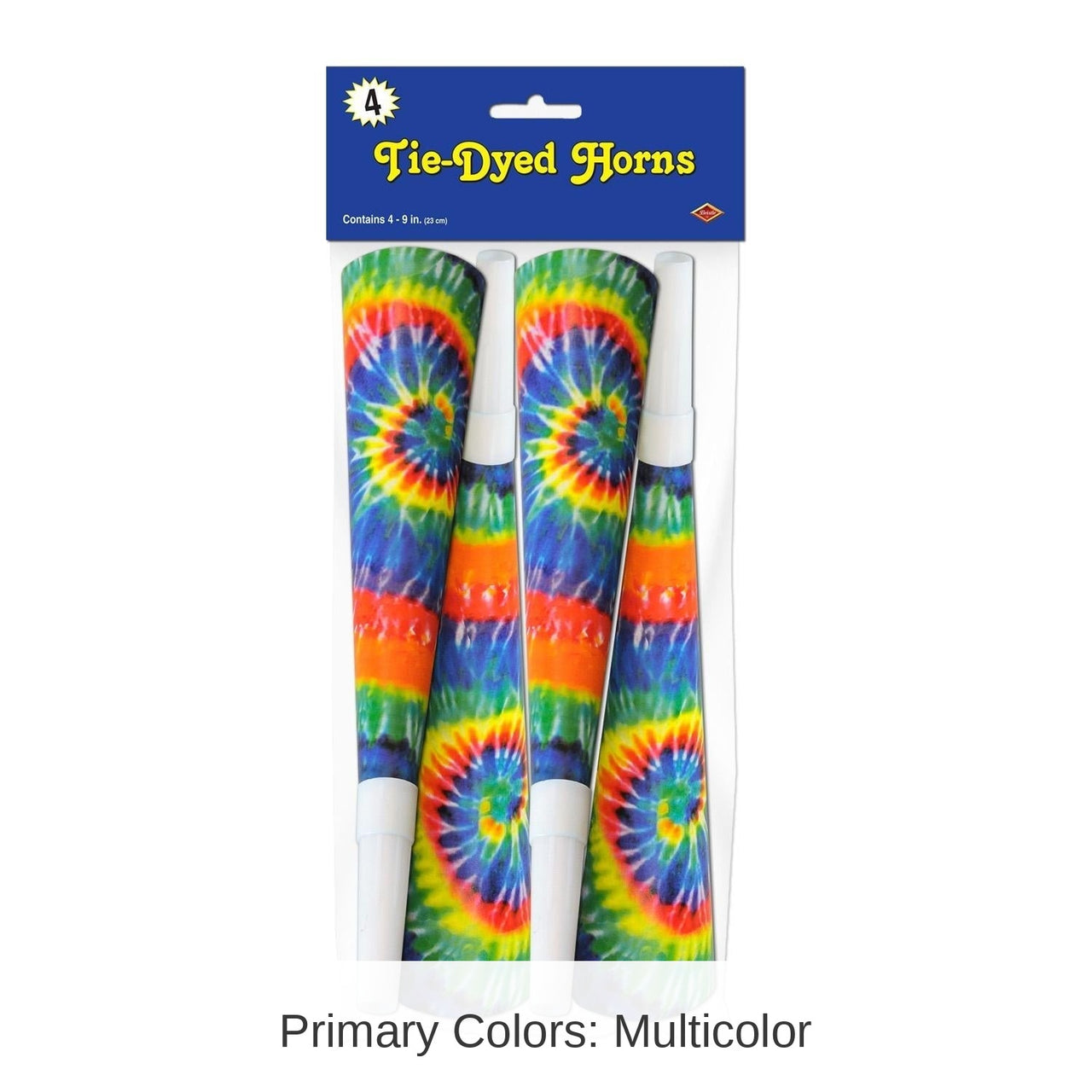 192 Pack Bulk Packaged Tie-Dyed Horns