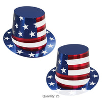 25 Pack Bulk Patriotic Foil Hi-Hat One Size Fits Most