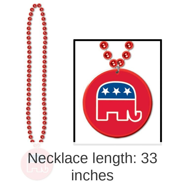 12 Pack Bulk Bead Necklace with Republican Party Medallion