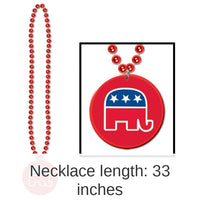 12 Pack Bulk Bead Necklace with Republican Party Medallion