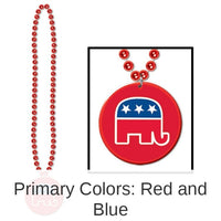 12 Pack Bulk Bead Necklace with Republican Party Medallion