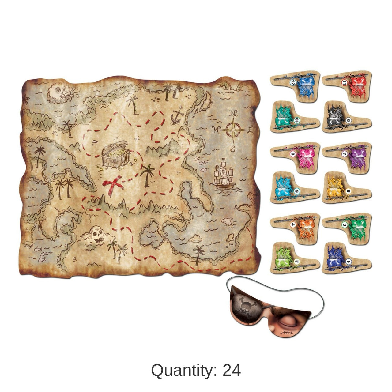 24 Pack Bulk Pirate Treasure Map Party Game