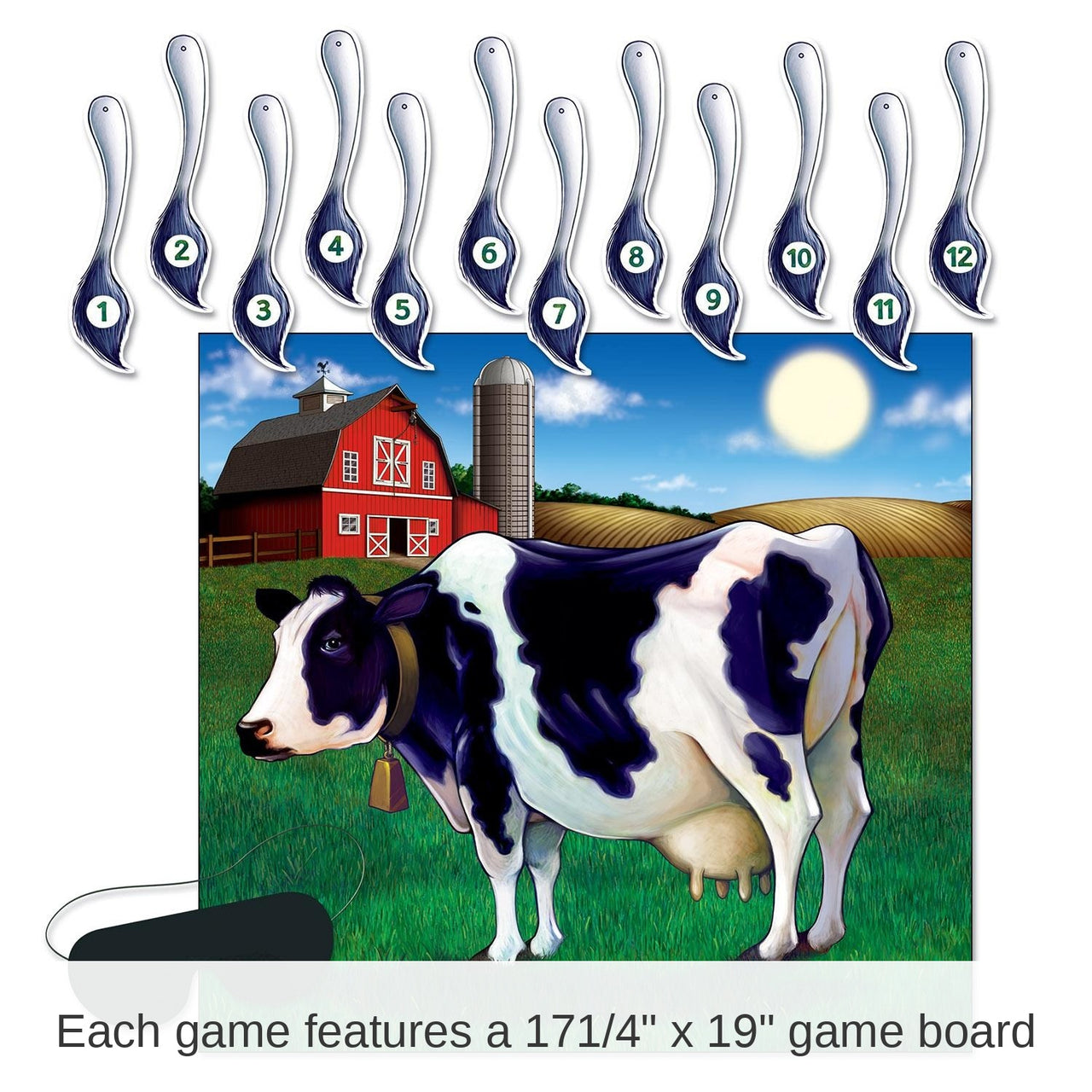 24 Pack Bulk Pin The Tail On The Cow Party Game