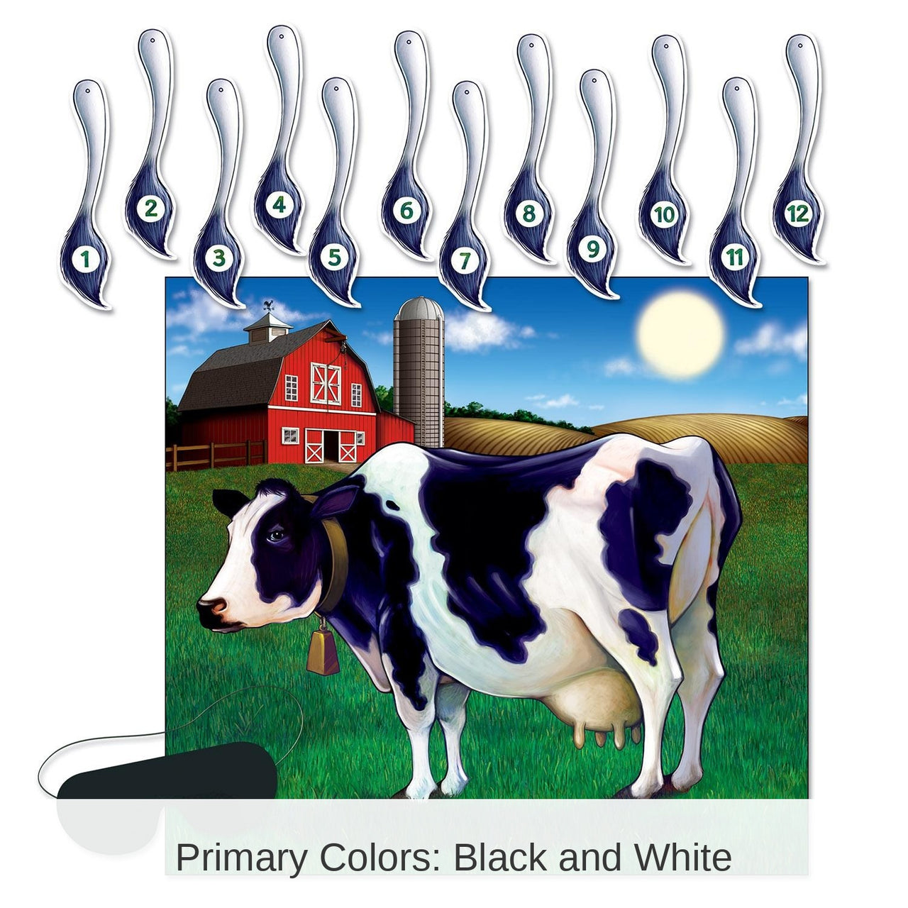 24 Pack Bulk Pin The Tail On The Cow Party Game