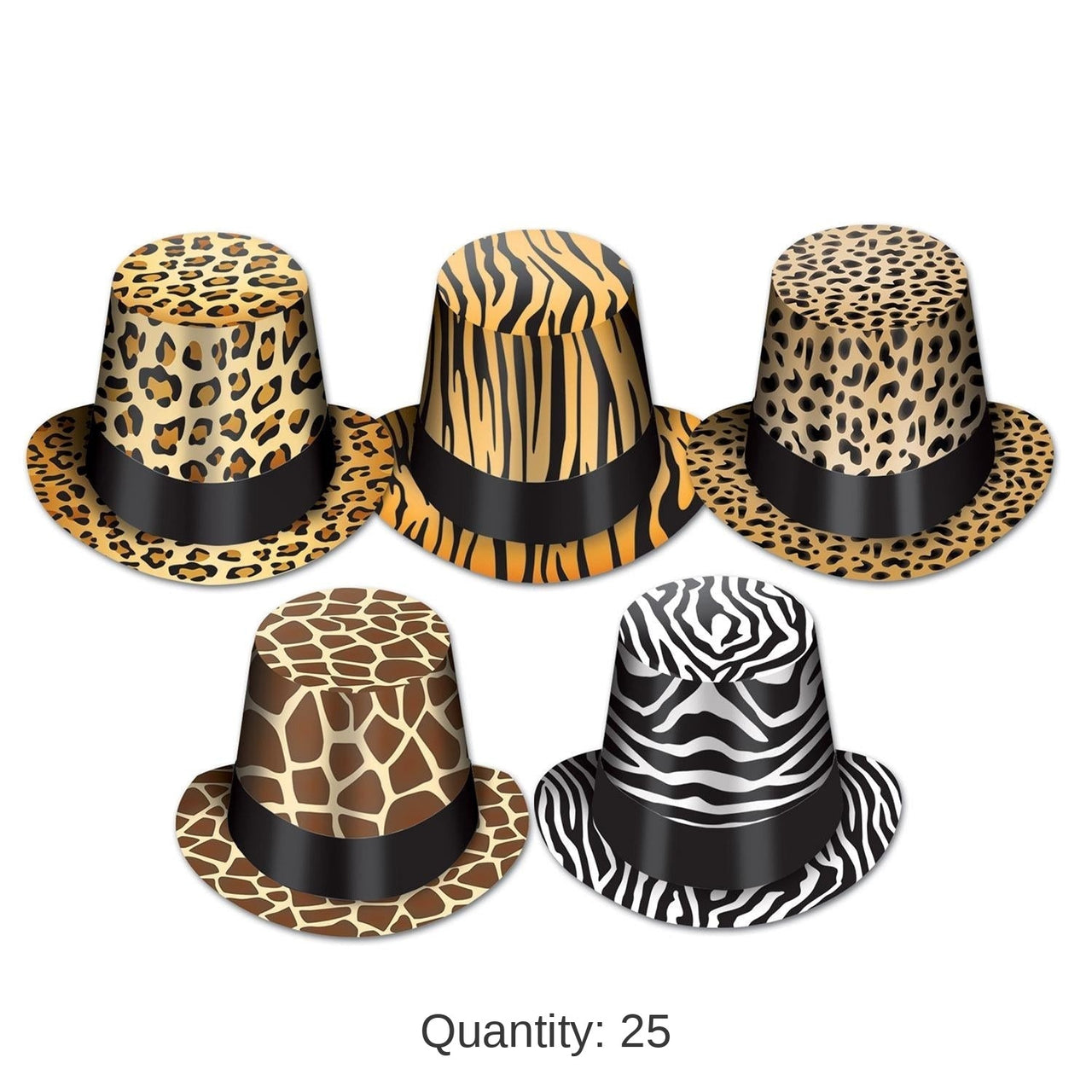 25 Pack Bulk Animal Print Hi-Hats, asst designs