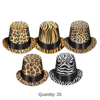 25 Pack Bulk Animal Print Hi-Hats, asst designs