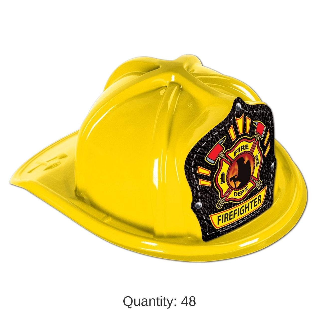 48 Pack Bulk Kids Firefighter Hat Plastic Fire Prevention Helmet