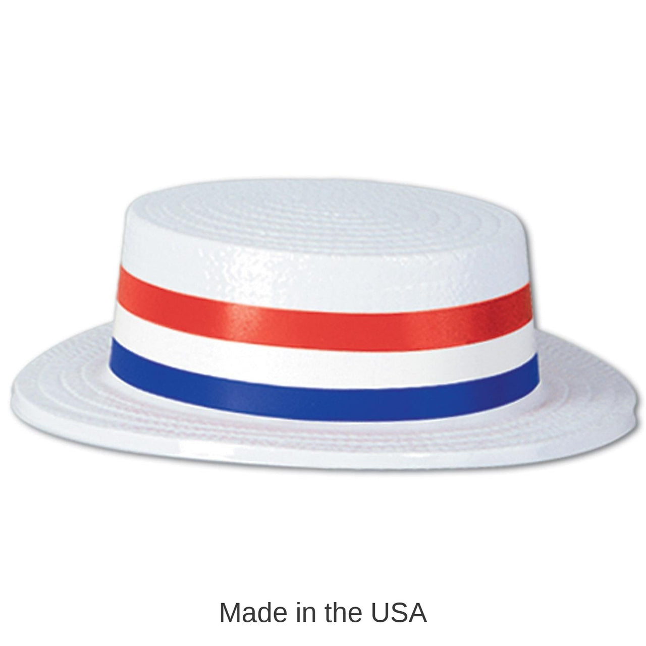 24 Pack Bulk Patriotic White Plastic Skimmer with RWB Band