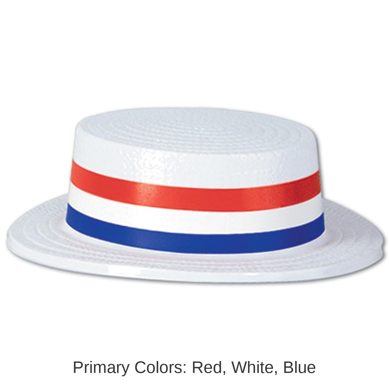 24 Pack Bulk Patriotic White Plastic Skimmer with RWB Band