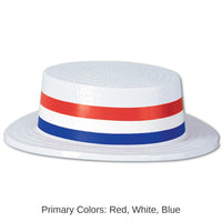 24 Pack Bulk Patriotic White Plastic Skimmer with RWB Band
