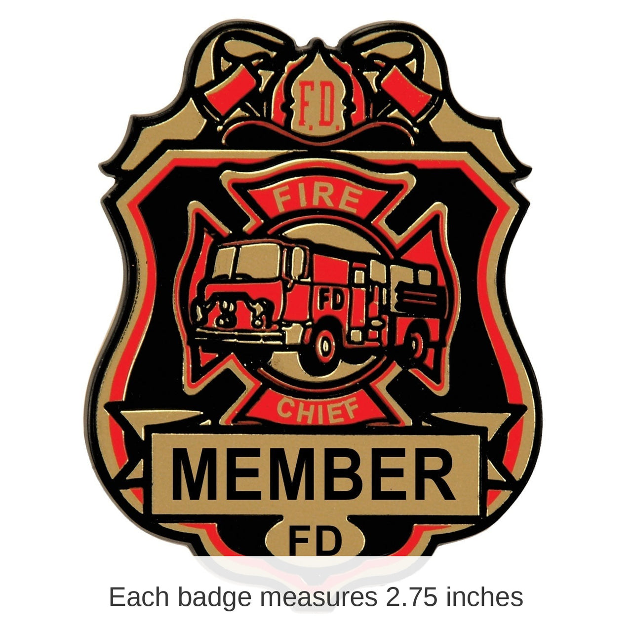 50 Pack Bulk Fire Chief Plastic Badge with Clip 2.75 inch