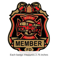 50 Pack Bulk Fire Chief Plastic Badge with Clip 2.75 inch