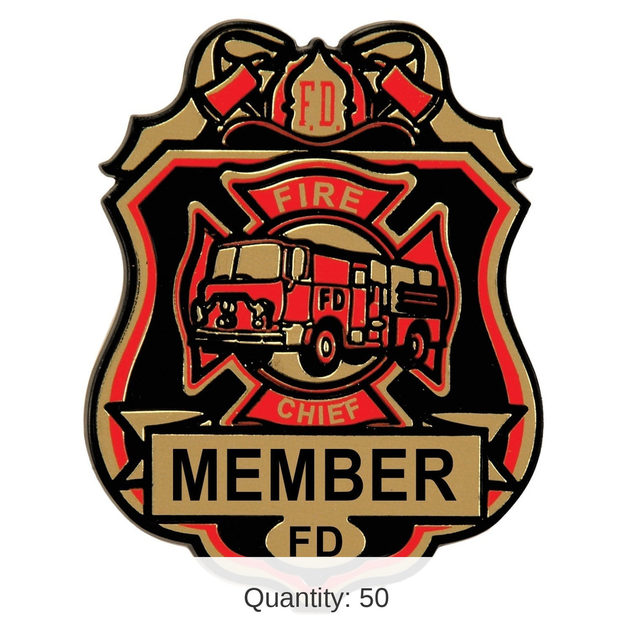 50 Pack Bulk Fire Chief Plastic Badge with Clip 2.75 inch
