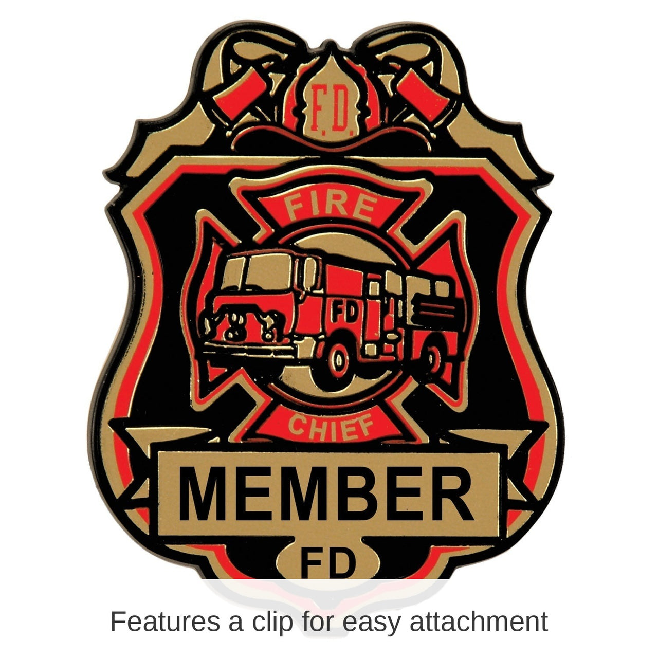 50 Pack Bulk Fire Chief Plastic Badge with Clip 2.75 inch
