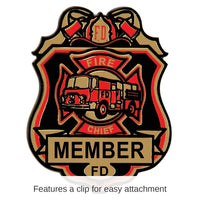 50 Pack Bulk Fire Chief Plastic Badge with Clip 2.75 inch