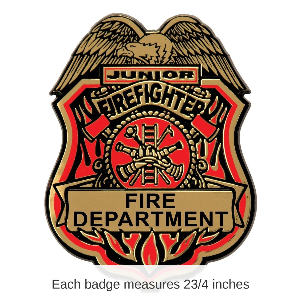 50 Pack Bulk Junior Firefighter Plastic Badge with Clip 2.75 inch