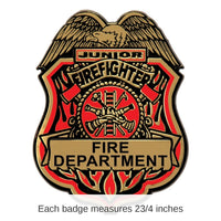 50 Pack Bulk Junior Firefighter Plastic Badge with Clip 2.75 inch