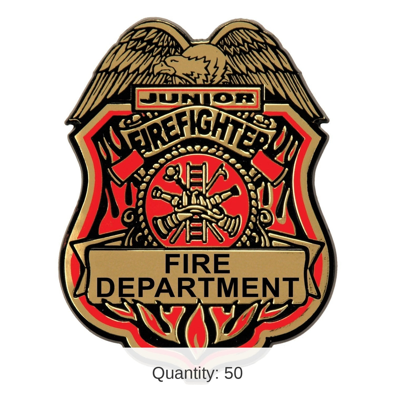 50 Pack Bulk Junior Firefighter Plastic Badge with Clip 2.75 inch