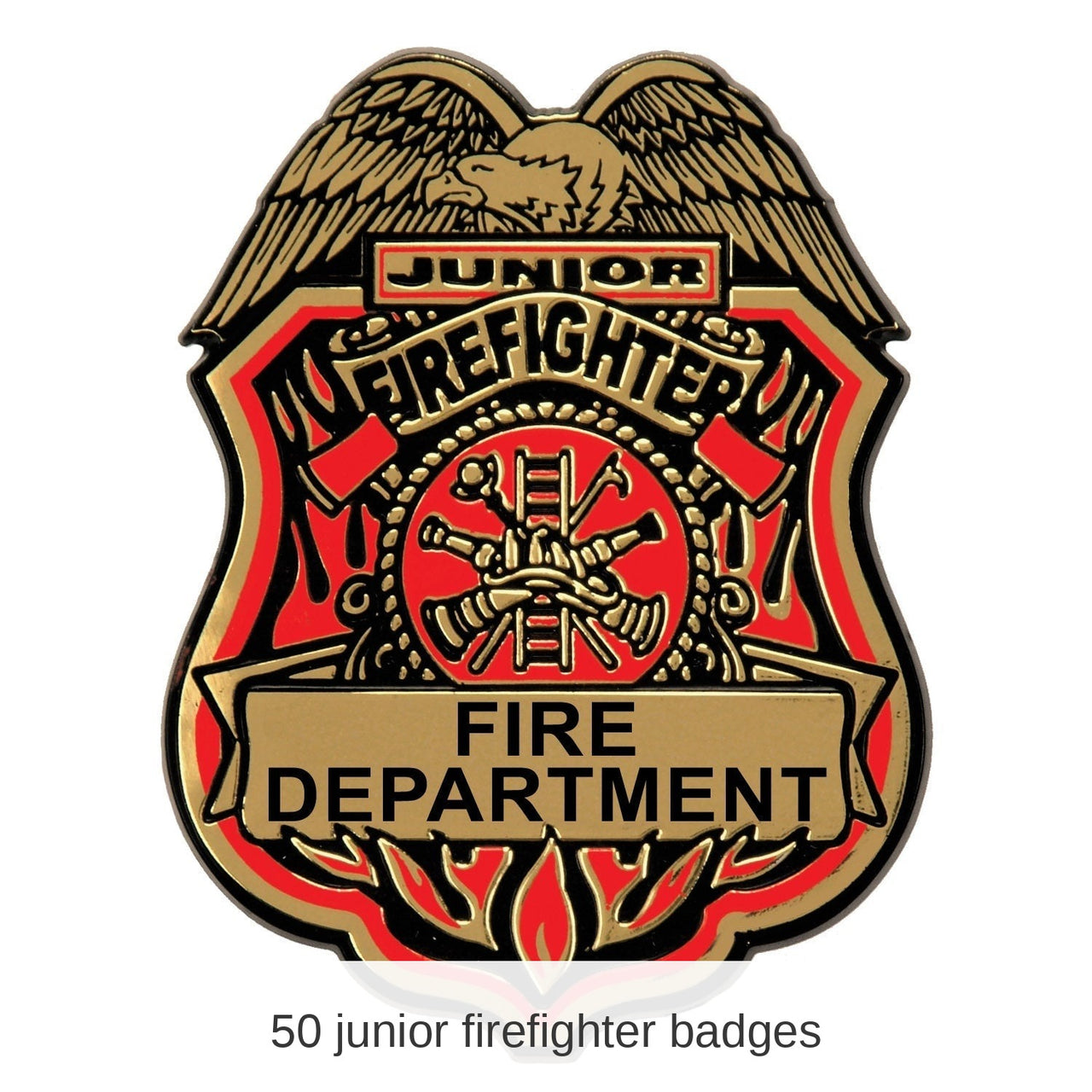 50 Pack Bulk Junior Firefighter Plastic Badge with Clip 2.75 inch